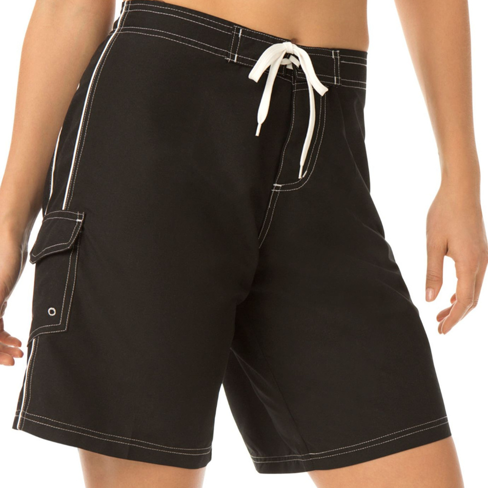 New Swimsuits For All Plus Size 14 Piped Long Board Shorts coverup